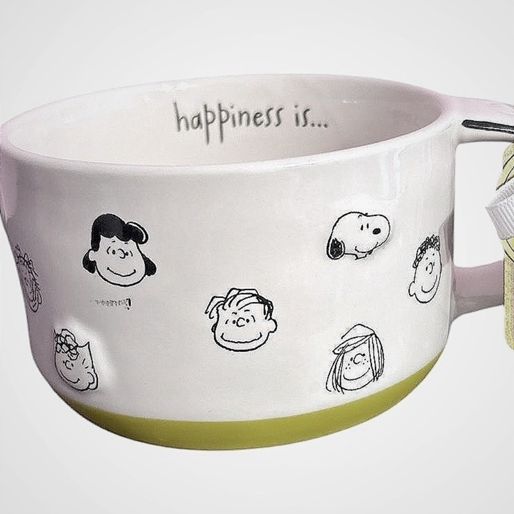 Rae‎ Dunn 75 Years Peanuts Coffee Soup Mug Yellow Black